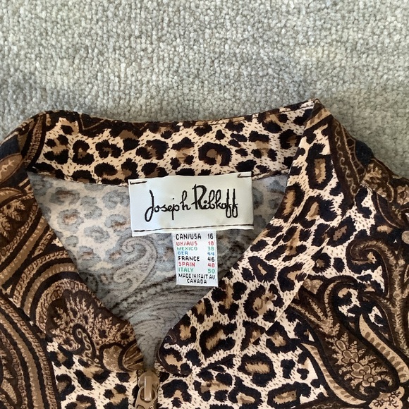 Joseph Ribkoff Paisley/Leopard 2-Way Zip Jacket Sz. 16 - Picture 3 of 12